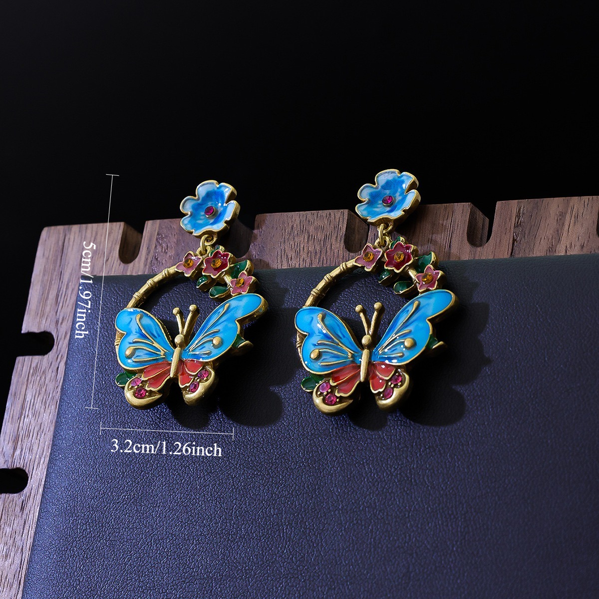 Women's Bohemian Retro Butterfly Flower Earrings, Colorful Design
